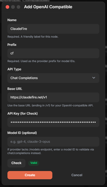 Add OpenAI Compatible form